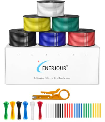 20 AWG 0.5 mm² Silicone Electrical Wire, 6 Colours Wire Spool 7M Per Roll | 20 Gauge Hook Up Kit Stranded Tinned Copper Wire, for 12v/24v, Automotive, Battery, Lighting, DIY & Electric Toys, CE Listed