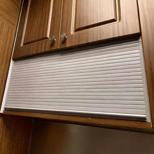Innovz Long Cabinet Tambour Door Curtain with Track Handle Hardware, White Plastic Roller Shutter Retractable Door for Dressing Room Closet Small Spaces(40x36in(102x91cm))