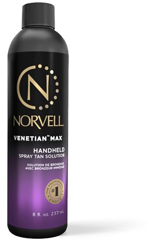 Norvell Premium Spray Tan Solution Venetian Max 8oz – Professional Sunless Tanning Formula with Cool Violet Brown Undertones, Streak Free, Fast Drying, Long Lasting Color