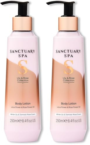 Sanctuary Spa Lily And Rose Body Lotion, Body Moisturiser, With Lotus Flower And Vitamin C, Vegan And Cruelty Free 250ml (Pack of 2)