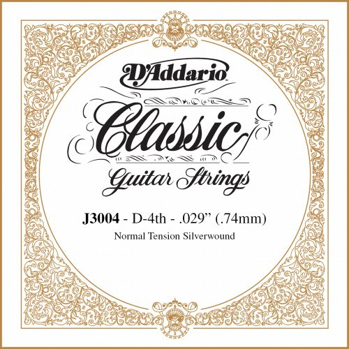 D'Addario J3004 Einzelsaite D Konzertgitarre Wound 029/J30 Normal Tension silber