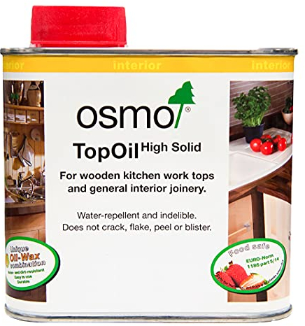 Osmo TopOil - High Solid Oil 3058, Clear Matt, 500ml - Durable Oil for Wooden Kitchen Surfaces, Water-Resistant & Food Safe, Wood Treatment & Wood Finish