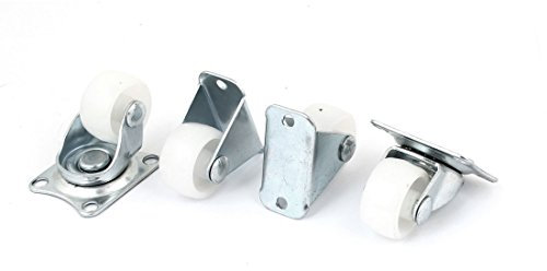 sourcing map A11060300ux0553 Plastic Wheel Fixed Swivel Caster Set, 1-Inch, White, 4-Piece
