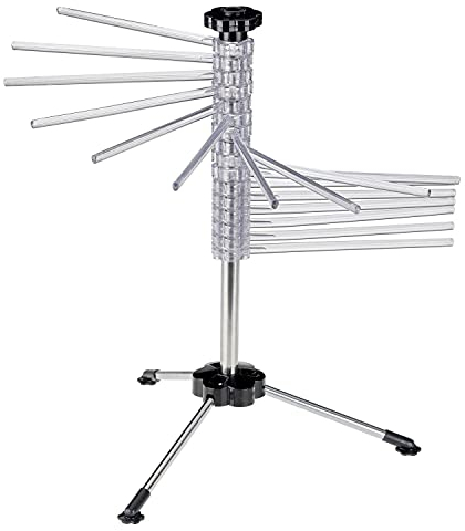 Westmark Secador de pasta/portapasta, con 16 barras, plegable, plástico/acero inoxidable, altura: 47 cm, Pasta-Tree, plateado/transparente, 61332260