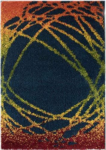 Multi Shaggy Bunt 135-80x150 Langflor Hochflor Teppich 135 Kreise circa 40 mm, Florhöhe Ökoteks Standard 100