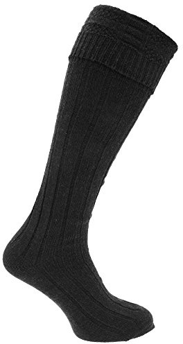 Universal Textiles Scottish Highland Wear Paire de chaussettes en laine pour kilt pour homme, noir, 7-12 US