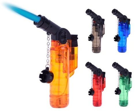 Grand Briquet Tempête Chalumeau Torche - Rechargeable gaz Réglable - 5 couleurs (Noir)