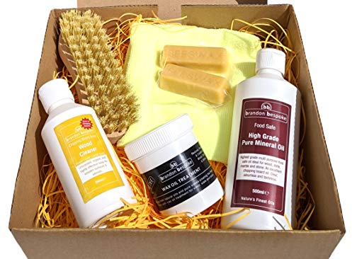 Wood Care Gift Set - Chopping Board Finishing Set (Food Safe) - Woodworking - Brandon Bespoke - UK Made (Large)