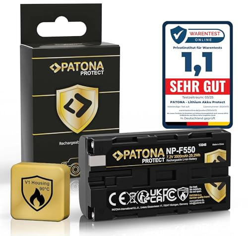 PATONA Protect Batteria per Sony NP-F550 F730 F750 F930 F950 3500mAh | Batteria di ricambio con box protettivo per videocamere, indicatori LED, lampade, luci video, monitor fotocamera