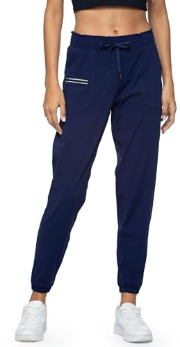Joggers for Women with Pockets Elastic Waist Workout Pants(Navy Blue M)