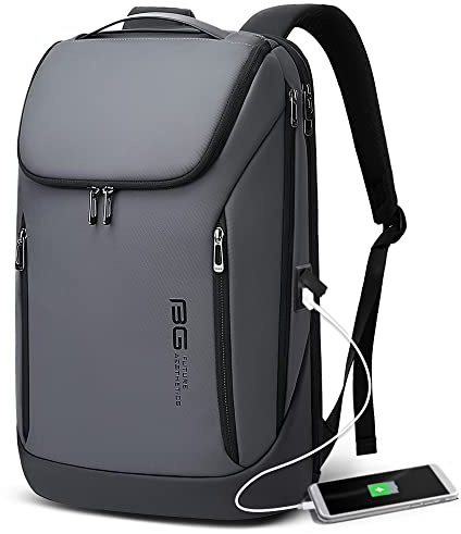 BANGE Business Smart Backpack Waterproof fit 15.6 Inch Laptop Backpack with USB Charging Port,Travel Durable Back pack, Gray