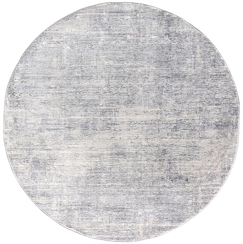 Kurzflor Teppich Wohnzimmer - Silber Rund 120 cm - OEKOTEX-Zertifiziert | Pflegeleicht: Nur absaugen – Moderner Belgischer Design - Geeignet für Fußbodenheizung - OEKOTEX-zertifiziert