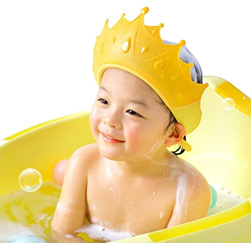 Kids Shower Shield Baby Shower Cap, Adjustable Hair Washing Shower Hat | Bath Visor Hat to Stop Water in Eye and Ear, for Kids(Yellow)
