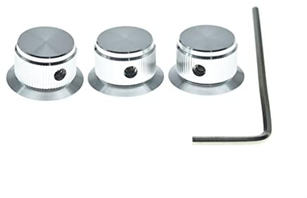 Dopro 3er-Pack Aluminium-Potentiometer-Knöpfe im Schraubenstil 6,35 mm Universale Top-Hat-Knöpfe Glocken-Lautstärke-Ton-Regler-Knöpfe für Gitarre/Bass/Verstärker/Vorverstärker Silber ohne Anzeige