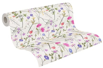 A.S. Création Livingwalls Tapete Blumen Weiß Bunt House of Turnowsky 389011 - Vliestapete Landhausstil Floral - 10,05m x 0,53m - Made in Germany