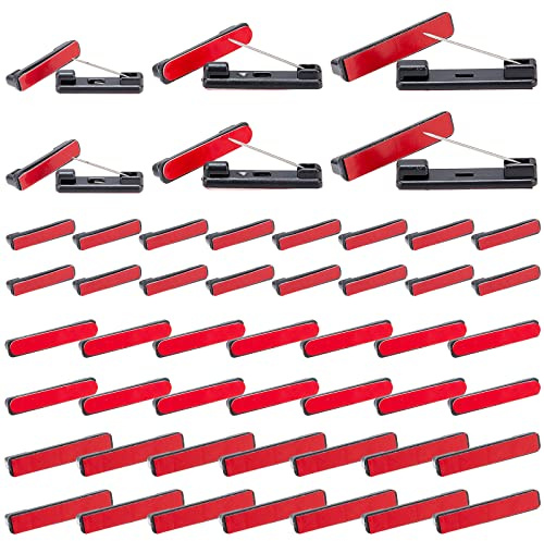 PandaHall 150pcs Barres d'épingles de sécurité Auto-adhésives 3 Tailles Dos d'épingle d'insigne Épingles de sécurité adhésives Noires Broche Badge Bar PinsÉpingles d'étiquette de nom Fête des mères