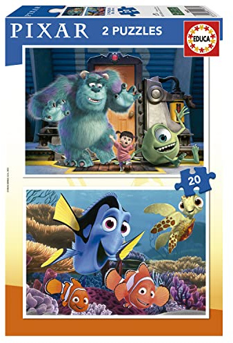 Educa - Puzzle 20 Teile für Kinder ab 3 Jahren | Pixar Filme, 2x20 Teile Puzzle für Kinder ab 3 Jahren, Puzzleset, Kinderpuzzle, Findet Nemo, Monster AG (19673)