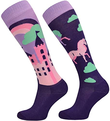 TODO Comodo Chaussettes d'équitation Fantaisie STJBW | Coton Mi-bas Chaussette Équitation Femme Motifs
