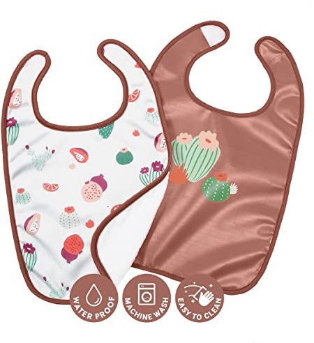 BabyToLove Set of 2 Bibs | Soft & Waterproof with a Hook & Loop Closure | Infant & Toddler Mealtimes