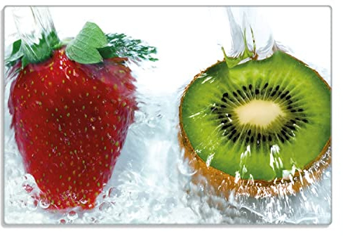 Wallario Frühstücksbrettchen aus Glas, Glasunterlage, Glasbrettchen Frische Früchte übergossen mit Wasser II, Größe 20 x 30 cm, Sicherheitsglas