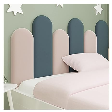 XLIHAWY 3D Anti-Collision Wall Padding, Peel and Stick Upholstered Headboards, Soundproof Technology Cloth Wall Panels for Queen Size Bed Decor, Easy Install(Blue,8x18in/10pcs)