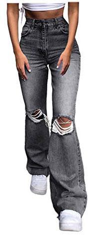 BiCophy Womens Ripped Wide Leg Jeans High Waist Flare Jeans Bootcut Denim Pants with Hole Teen Girls Ankle Jeans Bell Bottom Jeans Fashion 2023 Trendy Casual Jeans for Women
