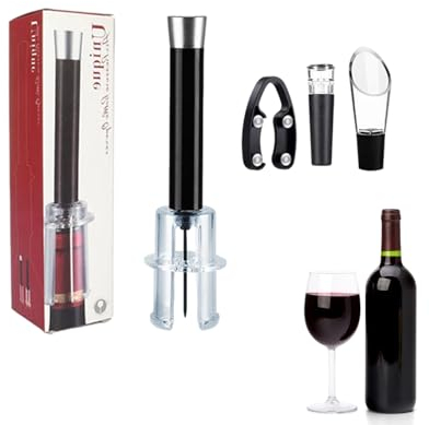 Veeteah Sacacorchos para Vino, Juego de Abrebotellas de Vino Tinto de 4 Piezas, Juego de abridor de Vino Multifuncional, Juego de tapón de Vino y vertedor de Vino con sacacorchos para Vino