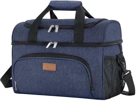 Lifewit Borsa Frigo, Borse Termica Morbida, Grande Borsetta Termiche Porta Pranzo, Cooler Bag con Doppio Scomparto per Mare, Spiaggia, Viaggio, Campeggio, Blu Scuro 23L