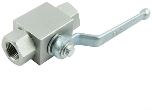 Oniissy Hydraulik-Kugelhahn 2.5 cm Gewinde mit Befestigungslöchern, Hydraulikkugelhahn mit 500 bar Arbeitsdruck, 14 zu 1 für BSP, Nitrilacetal Abdichtung (G1/2)