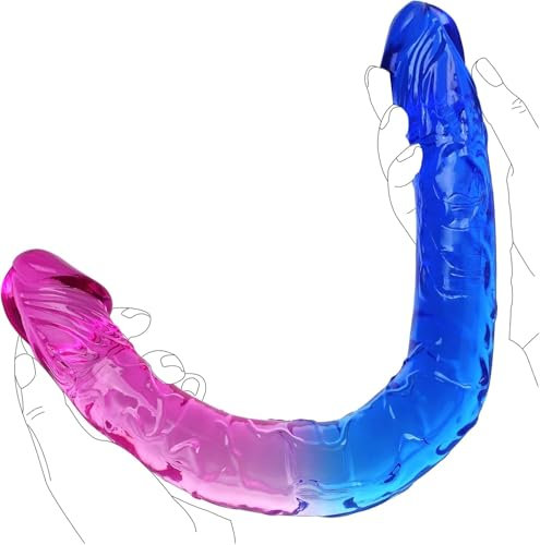 Doppeldildo realistischer Dildo, flexibler Dildo für Lesben, G-Punkt-Analstimulator, langer Penisdildo, weich und flexibel, mit Adern und Eichel, Sexspielzeug für Erwachsene für Frauen und Männer