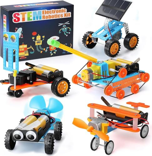 Georgie Porgy STEM Kit Robotico per bambini Kit e esperimenti di Scienze Set di giocattoli STEM fai da te robotica elettronica Regalo di Compleanno per ragazzi e ragazze (5 in 1)