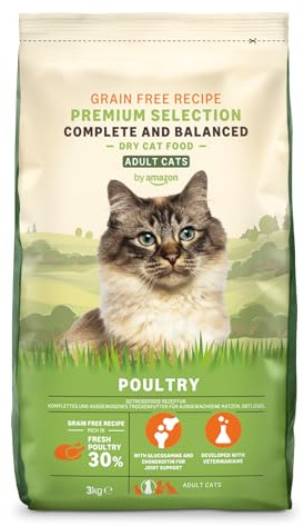 by Amazon Getreidefreies Rezept Trockenfutter für Katzen (ausgewachsene Katzen) mit frischem Huhn, 3 kg