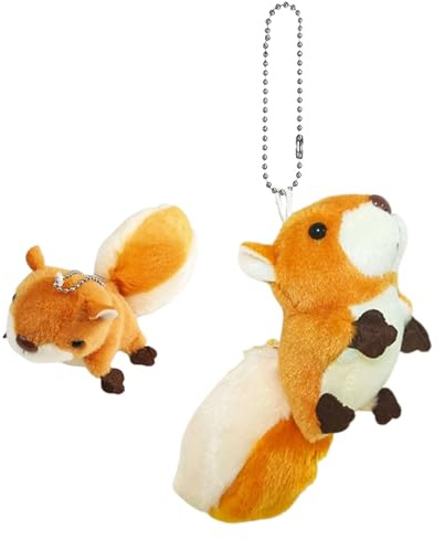 Jubilofex Animal Relleno De Ardilla | Lanzador De Llave De La Ardilla Animal Lujosa | Ardilla De Peluche Con Llavero Suave, Colgante De Llave De Animales De Peluche Portátil Para Niños Y Niñas