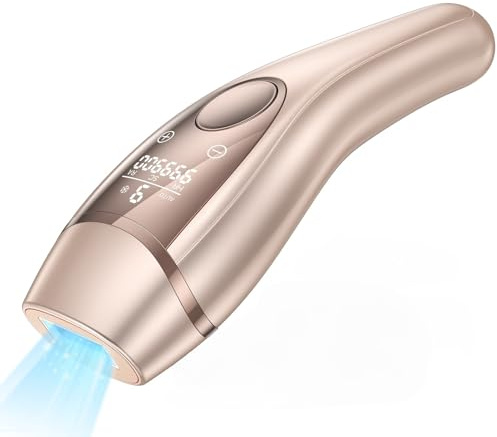 Epilatore Luce Pulsata con Ghiaccio, Epilatore a Luce Pulsata, 9 Livelli di Energia, Epilatore Laser per Donna e Uomo a Corpo Viso Ascelle Gambe Gold