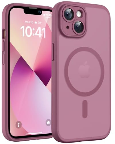 TOCOL Funda para iPhone 13 para MagSafe, protección completa de la cámara, anillo magnético integrado, resistente a los golpes, resistente a los arañazos, translúcido mate, funda para iPhone 13 de 6,1