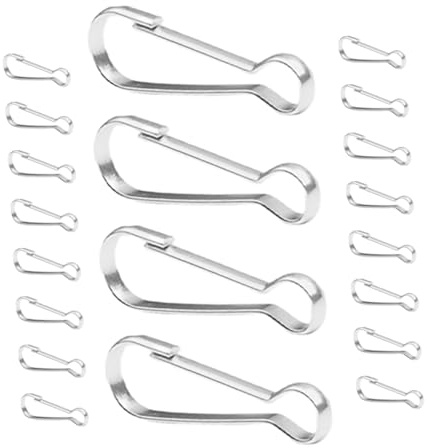 Toyvian 20pcs Stainless Steel Hook Spring Snap Hook Flag Pole Parts Heavy Duty for Garden Flag Id Card Lanyard Pull Clips