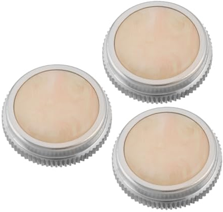 3 Stück Packung Trompetenknopf mit Muscheleinlage und Druckknopf | Metall und Schale, Elegante Beige Ausführung, Passende Basis, für Tuba und Weiteres Instrumentenzubehör