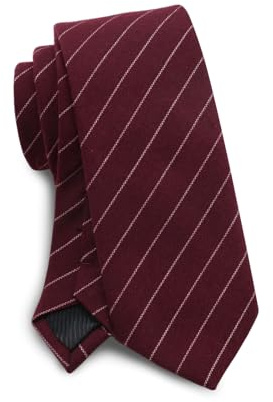 LHXzizizi Cotton Striped Ties for Men, Versatile Mens Ties, Classic Men's Necktie for Wedding Party School Banquet Leisure (Burgundy)