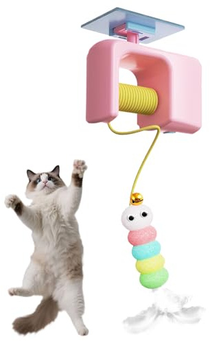 Tktouci Elektrisches Katzenspielzeug, Intelligentes Einziehbares Spielzeug, Aufhängbares Anregendes Interaktives Katzenspiel Für Kätzchen Trainings- und Jagdspiel Indoor Wohnungshaltung Für Hauskatzen
