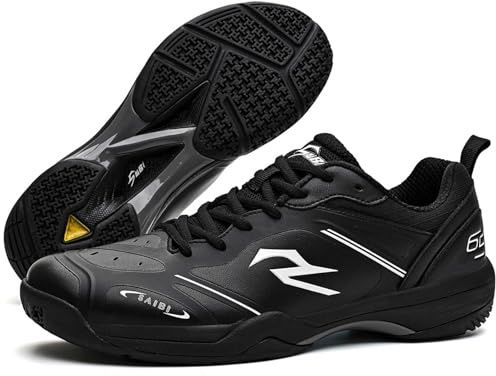 PENXZT Scarpe da Badminton da Uomo Scarpe da Tennis da Tavolo Leggere Scarpe da Ginnastica per Interni Ed Esterni,Nero,40 EU