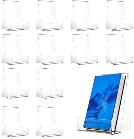 LDHHYH 12 Stück Buchaufsteller Acryl Transparent 100x100x150mm Buchstützen 2mm Dick Acryl Buchständer für Schule Büro und Geschäft