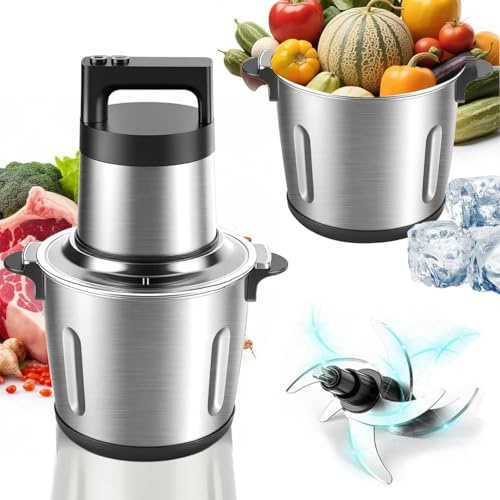 Meat Grinder 6L Large Capacity, 1200W Heavy Duty Electric Food Processor for Frozen Meat, Vegetable and Nuts with 3-Layer Blades & Stainless Steel Bowl, Dishwasher Safe, for Family BBQ, Keto Meal