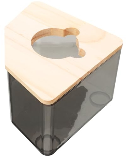 HOMSFOU Bac à Sable Transparent Anti-éclaboussures pour Hamsters et Gerbilles, Salle de Bain Petite Taille en Acrylique Gris, Bac à Litière Solide pour Toilettage et Bain de Sable