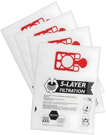 Henry Hoover Bags Pack of 5 for Numatic, Henry, Hetty, Harry, James 5-Layer Filtration Compatible with Numatic NVM-1CH Extra Strong Microfibre Henry Vacuum Bags for henry hoover bags