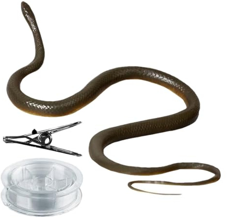 Fake Snake Prank – 80 cm, realistische PVC-Schlange an einer Schnur | Urkomisches Streichspielzeug mit Clip für Partys, Halloween, Bühnenaufführungen, Filmszenen, Scherz, das Erschrecken von Freunden