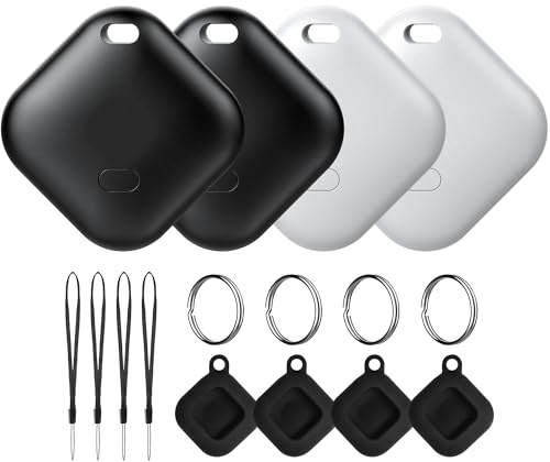 Tracker Tag 4Pcs,Key Finder,Compatible with Apple Find My (iOS Only),Replaceable Battery,IP67 Waterproof,Suitable for Luggage, Bags, Wallets, Backpacks, Keys Tracking Tag