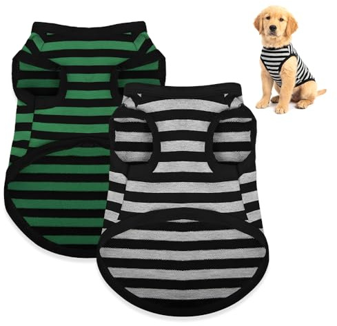HMCEY 2 Pièces Vetement Chien Coton,Tee Shirt Chien,Pull pour Chien Petite Taille,Chemises pour Chiens,Dog Clothes Small,Sweat-Shirt Manches Chiene pour Protection Solaire,Animal Domestique-XL