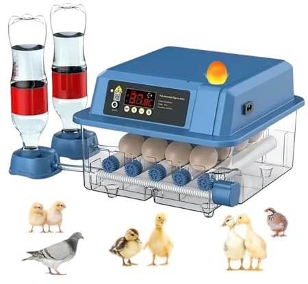 Incubadora Automática de Huevos, Incubador con Volteado Automático y Control de Temperatura, Suministro de Agua Automático Capacidad para 15 huevos Para huevos de Pollo, Pato, Codorniz, Paloma