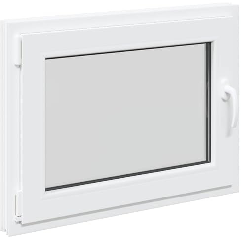 RISOR Manuellt källarfönster 80 x 50 cm PVC och glas, Modern fönsterdesign för källare, hållbart, energibesparande PVC-material, värmeisolering, ljudisolering