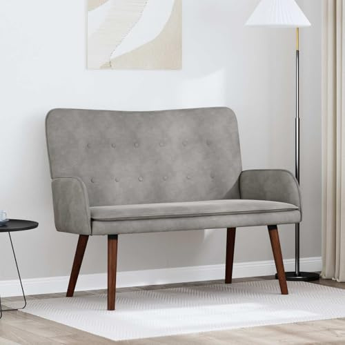 Solivagant Zweisitzer Sofa Hellgrau 115 x 61 x 87 cm Samt, Möbel,Sofas, 15.755 kg-42028913